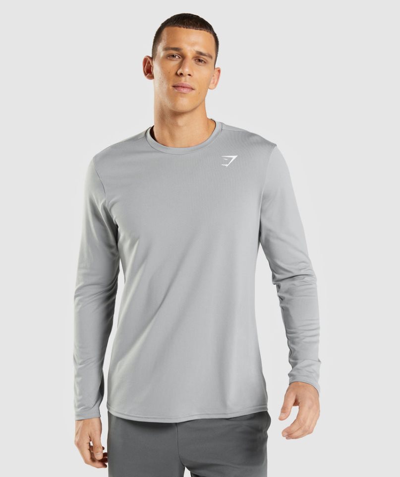 Koszulki Gymshark Arrival Long Sleeve Męskie Szare | PL 836BWD